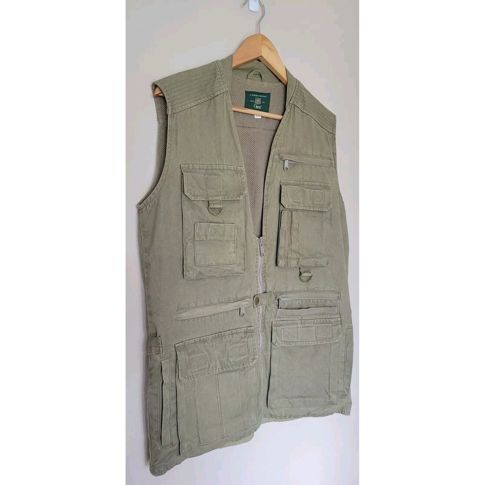 Vtg Orvis Mens Green Vest S Safari Hunting Fly Fishing Pockets Zip Vented 90s - Picture 3 of 13